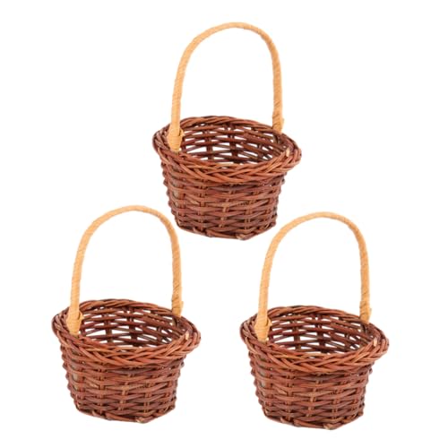 TOYANDONA 3St Handtasche Miniaturen puppenhaus Korb Spielzeug Aufbewahrungskorb für Spielzeug Mini-Hausversorgung ablagekörbe kühlkorb einkaufskorb Mini-Modell Mini-Hauskorb Rattan Coffee von TOYANDONA