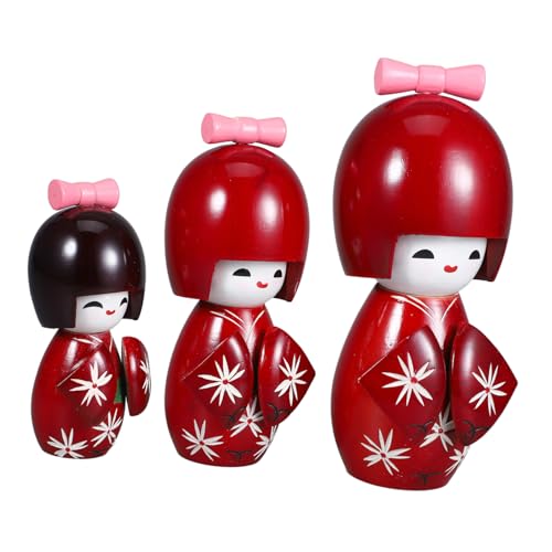 TOYANDONA 3St Kimono Puppen Puppe gefälschte Reben Melissa Kimono-Figur japanische Puppendekoration asiatische Skulptur BO holzspielzeug Japanisches Holzdekor Kimono-Puppenverzierung hölzern von TOYANDONA