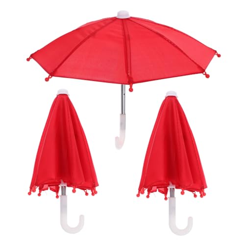 TOYANDONA 3St Mini-Puppenschirm Puppenbuggy Miniaturschirm Pflanzenschirm Mini- Mini Regenschirm Puppen Accessoires Mini-Regenschirm Puppendekorationen Edelstahl rot von TOYANDONA