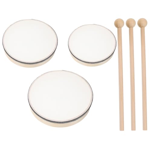 TOYANDONA 3St Musikinstrument Erwachsener musikinstrumente kinderschlagzeug Schlagzeug Drum Handtrommel altes Tamburin Trommel Tamburin-Percussion Schlagzeug für Erwachsene Holz von TOYANDONA