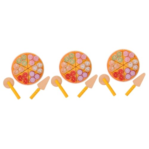 TOYANDONA 3St Pizzaspielzeug Spielzeugnahrung gefälschte Pizza Spielküchenzubehör Holz Pizza Spielzeug Pizzastücke Spielzeug Pizza-Spielset für Kinder Onkel-Vatertagskarte Montessori hölzern von TOYANDONA