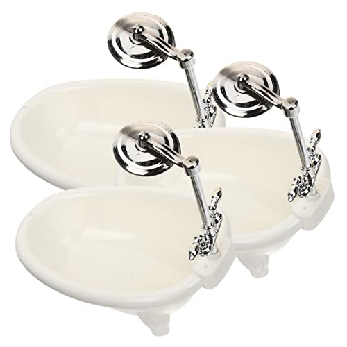 TOYANDONA Badewanne Spielzeug 3 Teiliges Miniatur Badewannen Set Für Puppenhaus Mini Badezimmer Zubehör Für Puppen Und Ideal Als Dekoration Für Das Puppenhaus Und Als Für Spielzeug Badewanne von TOYANDONA