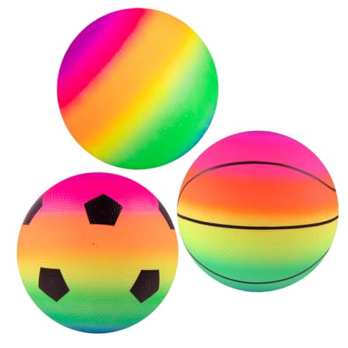 TOYANDONA 3St Regenbogen-Pat-Ball Fussball Fußballspielzeug regenbogenfarbenes Basketballschläger kreatives Basketballspielzeug Kindergarten Springbälle PVC von TOYANDONA