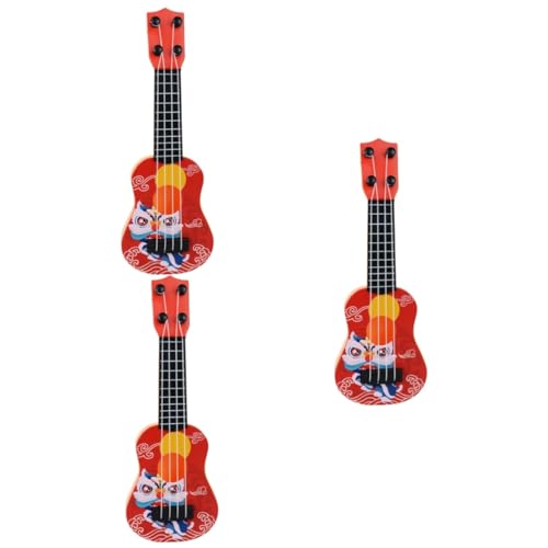 TOYANDONA 3St Ukulele Mini-Gitarrenmodell Miniatur Gitarre Miniaturspielzeug Musical kindergitarre Kinder Gitarre Fotografie Requisiten Gitarrendekor Desktop-Gitarren-Dekor Abs rot von TOYANDONA