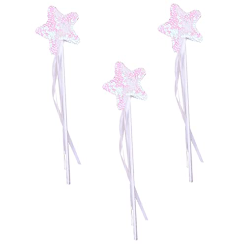 TOYANDONA 3St Zauberstab Fairy Wand kinderkostüme kinderknallzeug Dekoration Party Toys Sternfeenstab dekorativer Feenstab Spielzeug Zauberstäbe Feenstöcke für Mädchen Stoff Weiß von TOYANDONA