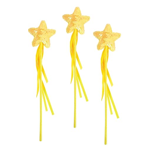 TOYANDONA 3St Zauberstab heeloween Fairy Wand spielsachen für zauberw Ballettröckchen funkeln gelber Feenstab Bausatz Korb tragbare Feenstäbe Hexenstab Stoff Yellow von TOYANDONA