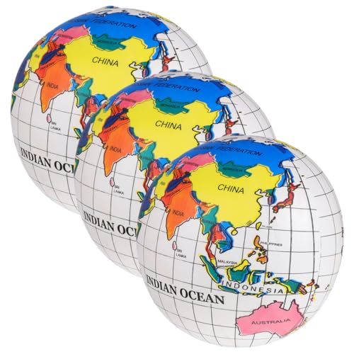 TOYANDONA 3St aufblasbarer Kugel der Weltkarte Kugelball für Erwachsene aufblasbare Planeten aufblasbare Weltkugel World map Earthbound Spielzeug Erdmodell Modell der Erdkugel PVC von TOYANDONA