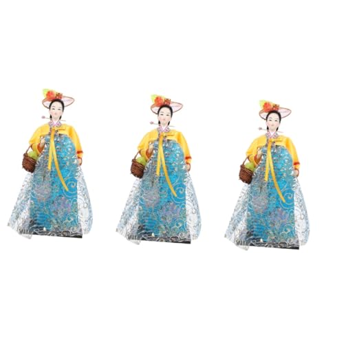 TOYANDONA 3St handgefertigte Puppe Koreanisches Kunsthandwerk Koreanische Kulturpuppe Desktop-Korean-Puppendekor Hochzeitsdekorationen für die Zeremonie zarte Puppe Desktop-Ornament Yellow von TOYANDONA