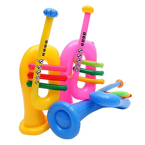 TOYANDONA 3st Aufblasbares Musikinstrument Horn Band Spiel Instrumente Aufblasbare Trompete Kid -trompete Trompete Blasen Gitarre Für Klimpern Pool Aufblasbar Hörner PVC Yellow von TOYANDONA