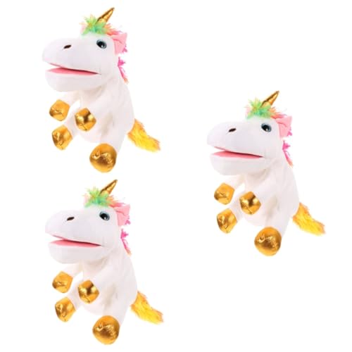 TOYANDONA 3st Einhorn Handpuppe Geschichtenerzählendes Einhorn-Spielzeug Pädagogische Einhornpuppe Handspielzeug Für Kinder Einhornpuppe Zum Geschichtenerzählen Weiß Pp Baumwolle von TOYANDONA