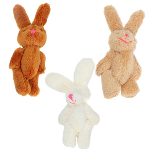 TOYANDONA 3st Gemeinsame Hasenpuppe Mini-tierspielzeug Kaninchen Stofftier Chinesische Neujahrskaninchenpuppe Mini-osterhasen Plüsch-Kaninchen-Spielzeug Gefüllte Hasen Kurzer Plüsch von TOYANDONA