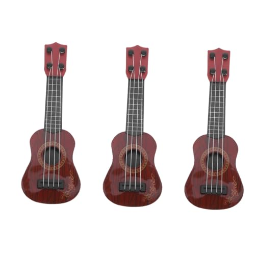 TOYANDONA 3st Gitarrenspielzeug Für Kinder Realistische Gitarrenfigur Musikalisches Lernspielzeug Mini-Musikinstrument Ukulele Musikspielzeug Kinderspielzeug Ukulele Spielzeuge Brown Abs von TOYANDONA