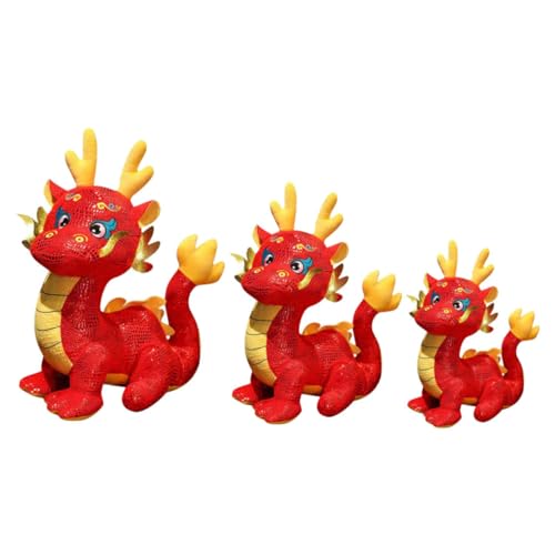 TOYANDONA 3st Jahr Der Drachen-Maskottchen-Puppe Figur Stofftier Bär Plüschtier Kuscheltier Drache Frau Puppe Tragen Miniatur Monster Kuscheltiere Einhorn-kit Pp Baumwolle von TOYANDONA