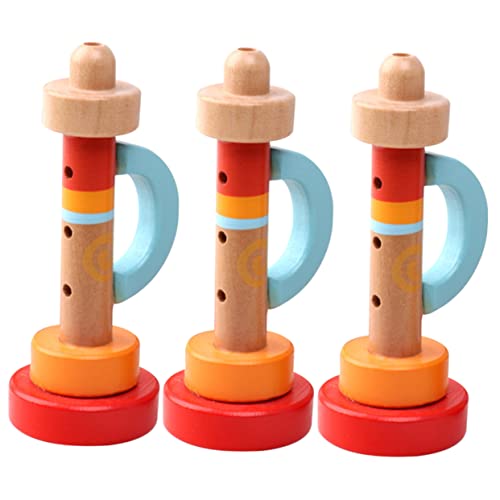 TOYANDONA 3st Kindertrompete Haushaltsspielzeug Trompete Kinderzubehör Lustiges Kinderspielzeug Kinderbedarf Lustige Spielzeugtrompete Sichere Spielzeugtrompete Hölzern Orange von TOYANDONA