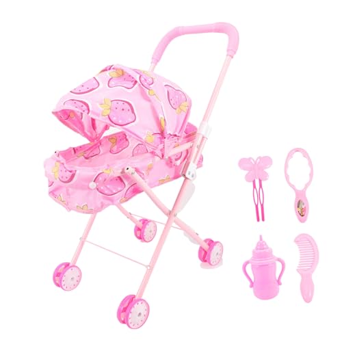 TOYANDONA 3st Kinderwagen Spielzeug Puppenwagen Kinderwagen Für Babypuppen Für Mädchen Puppenwagen Für Babys Puppenautositz Mini-puppenwagen Rosa Miniatur Puppenhaus Plastik Kleinkind von TOYANDONA