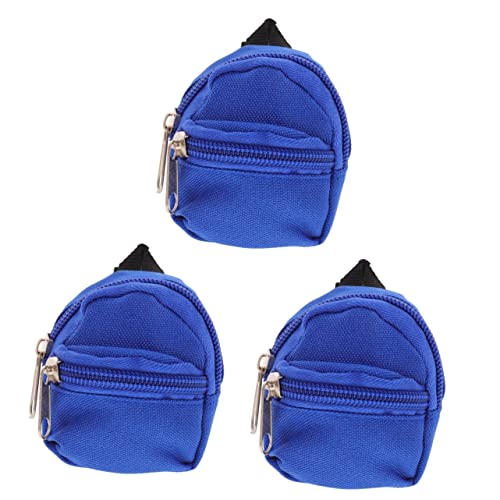 TOYANDONA 3st Puppenrucksack Heimzubehör Rucksack Für Puppen Mini Schließfach Rucksäcke Kleine Schultasche Puppenschultasche Schultasche Für Puppe Schulranzen-Ornament Blue Polyester von TOYANDONA