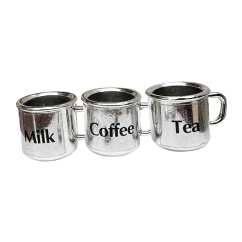 TOYANDONA 3st Puppenstubentasse Tassen Puppenhausmöbel -kit Miniaturbecher Mini-wasserbecher Puppenhaus-Becher Kleine Teetasse Zubehör Für Das Puppenhaus Metall Silver von TOYANDONA