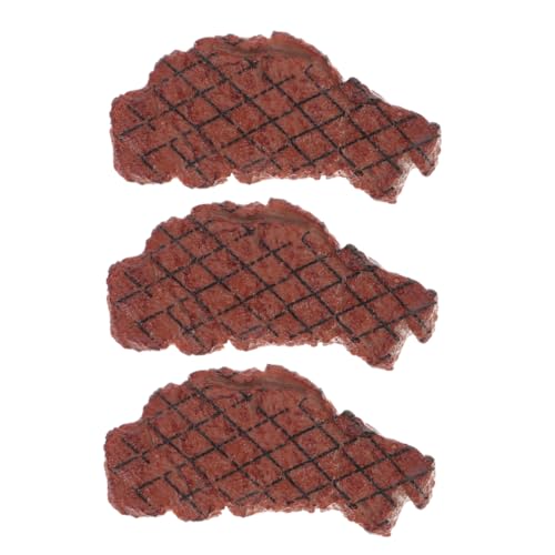 TOYANDONA 3st Simuliertes Steakmodell Künstliches Rindfleischmodell Faux-Food-Modelle Rindfleisch-Modell Künstliches Steak-Modell Fake-Fleisch-Modell Künstliche Nahrung Light Brown Plastik von TOYANDONA