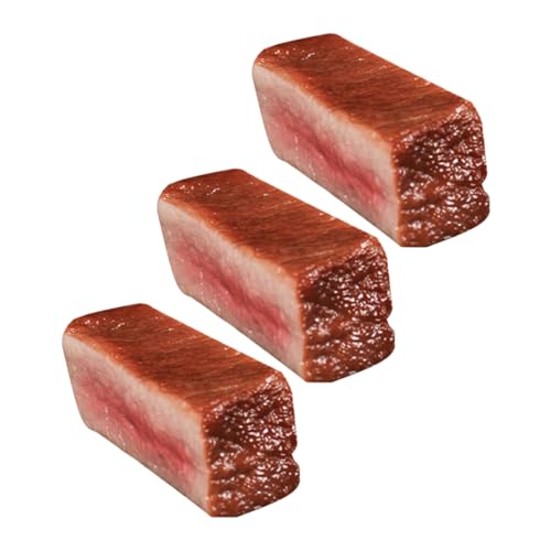 TOYANDONA 3st Steak-Modell Gefälschte Steakverzierungen Künstliches Fleisch Simulationsfleisch Simuliertes Steak Gekochtes Gefälschtes Fleischmodell Restaurant-Requisite Brown PVC von TOYANDONA