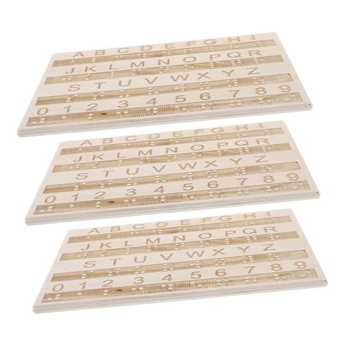 TOYANDONA 3st Tafel Mit Braille-Alphabet Gadgets Für Blinde Blindenschriftbücher Für Blinde Lieferungen Für Blinde Menschen Zahlentafel Braille-übungstafel Brailletafel Aus Holz Hölzern von TOYANDONA