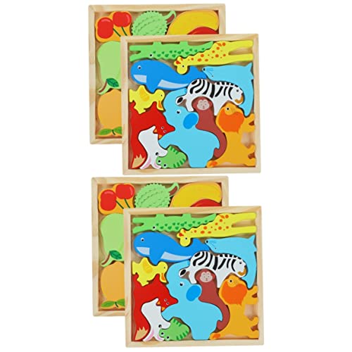 TOYANDONA 4 Kisten Puzzle für Kinder Kinderspielzeug Kinder rätsel Tierpuzzles für Kleinkinder 1-3 Kleinkinder blockieren Rätsel Spielzeug für Kleinkinder Spielzeug für Mädchen Lernpuzzle von TOYANDONA