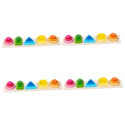 TOYANDONA 4 Sätze Geometrie-Puzzle Bauklötze Magnet Spielzeug Spielzeuge Magnetspielzeug Kinder Spielzeug Kinderspielzeug Jigköpfe Puzzlekarte Spielsachen Puzzlematte Bausteine Colorful Holz von TOYANDONA