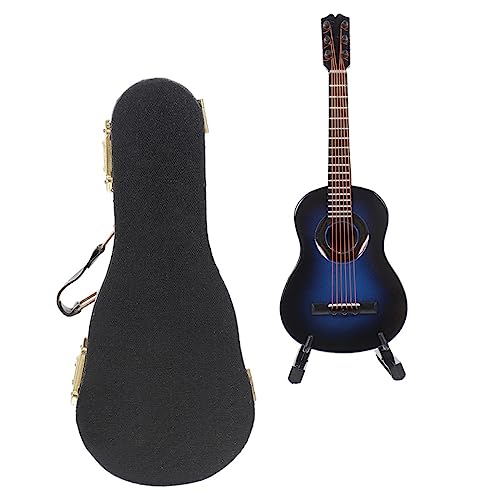 TOYANDONA 4 Sätze Gitarrenmodell Nachahmung Gitarre Goldene Mikrofonstütze Gitarre Kleinkind Bass-Modell Puppenhaus-zimmerdekoration Miniaturdekoration -Gitarre Foto Kupferdraht Blue von TOYANDONA