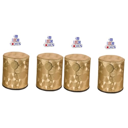 TOYANDONA 4 Sätze Leder Farbbecher Würfel Becher Würfelbecher Mit Deckel Würfelschüttler Würfelbecher Stapeln Würfelbecher Mit Würfeln Würfel-gastgeschenk Würfelspiel Tasse Golden Pu-Leder von TOYANDONA