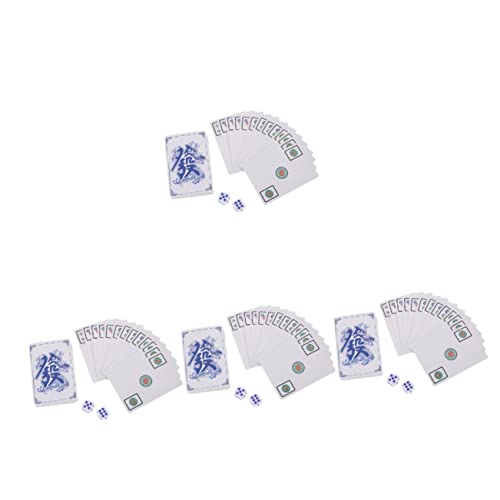 TOYANDONA 4 Sätze Mahjong-Poker Miniatur chinesisches Mahjong Zubehör für Mahjong-Karten Chinesisches Mahjong-Kartenset Mini-Mahjong-Kartenset Spielzeug Party-Mahjong-Kartenset Papier von TOYANDONA