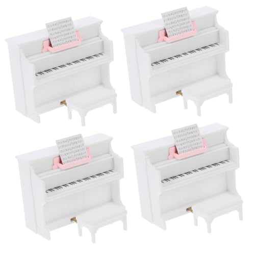 TOYANDONA 4 Sätze Mini-Piano-Modell puppenhaus Klavier Spielzeuge Puppenhauszubehör Miniatur-Puppenhausinstrument Puppenhaus-Miniaturzubehör Mini-Instrument für Puppenhaus Abs Weiß von TOYANDONA