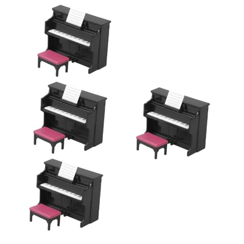 TOYANDONA 4 Sätze Mini-Piano-Modell sammlerstücke Spielzeug Klavier DIY Miniaturmodell Klavier und Hocker Modell Puppenhaus Dekoration Miniklavier für Puppe Mini-Hausdekoration Abs Black von TOYANDONA