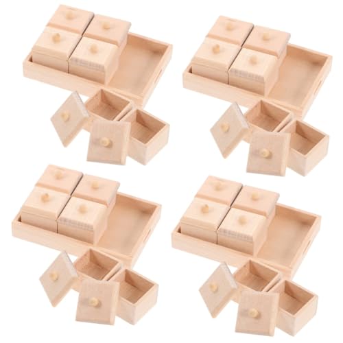 TOYANDONA 4 Sätze Puppenhausmöbel Holztablett Modelle Mini-Tablett dekorativ Miniatur-Ablagefach-Modell Mini-Hauskiste Mini-Fälle Baby einstellen kleine Dinge Ornamente kleine Mütze hölzern von TOYANDONA