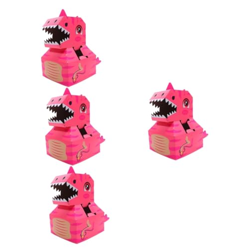 TOYANDONA 4 Sätze Tragbarer Karton Pappschieber Kinder Tragbare Dinosaurier Aus Pappe Lernspielzeug Lustiges Spielzeug Tragbares Dinosaurierspielzeug Dinosaurierkostüm Für Kinder Rosa Papier von TOYANDONA