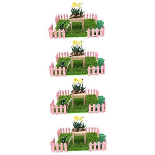 TOYANDONA 4 Sets Mini Garten Set Outdoor Dekoration Miniatur Set Zum Dekorieren Von Miniaturen Puppenhaus Mini Puppenhaus Modell Dekoration Puppenhof Set Mini Hof Szene Ornament von TOYANDONA