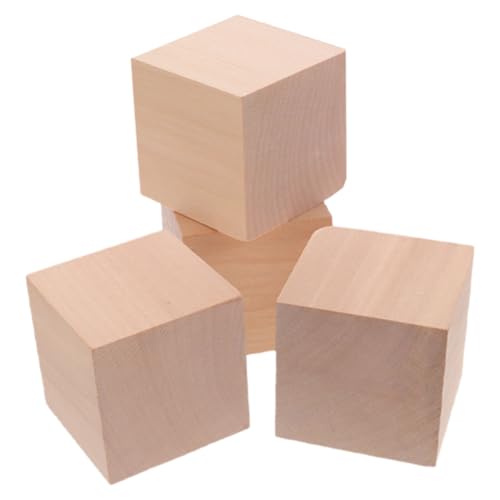 TOYANDONA 4 Stück 5 cm Große Holz Bastelwürfel Unvollendete Holzblöcke Für Pädagogisches Mathematik Lehrspielzeug Zur Von Geometrie Und Kreativität von TOYANDONA