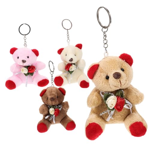 TOYANDONA 4 Stück Bär Schlüsselanhänger Zum Aufhängen Plüschpuppe Stofftier Ausgestopfter Igel Bär Plüschtiere Weihnachtsbär Süßer Schlüsselanhänger Mini Babypuppen Fürs von TOYANDONA