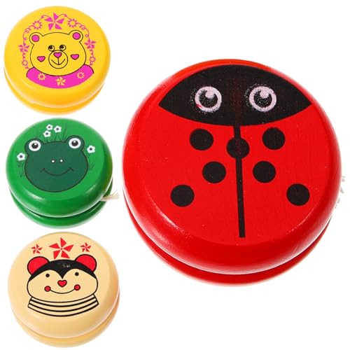 TOYANDONA 4 Stück -Ball Cartoon- -Spielzeug Lustiges Ballspielzeug Yoyo-Ball-Spielzeug Kinder- -Spielzeug Jo-jo-Spielzeug Aus Holz Hölzern Colorful von TOYANDONA