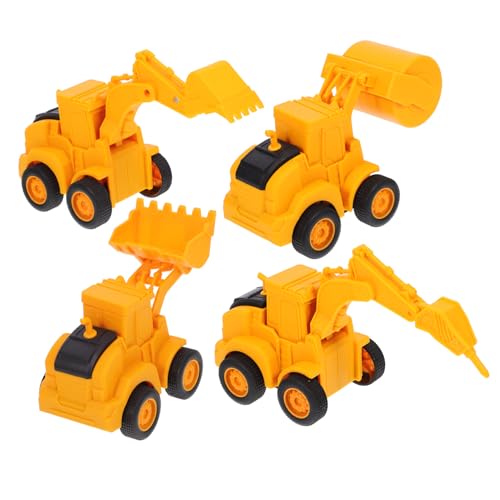 TOYANDONA 4 Teiliges Spielzeugfahrzeug Set Für Kleinkinder Bagger Und Bulldozer Modelle Aus Hochwertigem Bewegliche Baufahrzeuge Für Jungen Ab 2 Jahren Ideales Für von TOYANDONA