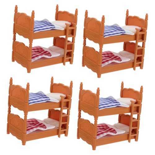 TOYANDONA 4 Stück Bett Kinder Mini-Spielzeug Miniaturen Miniaturtür Spielzeug für Mädchen Babyspielzeug aus Holz Puppenhausmöbel Mini-Möbel Blitz Spielzeugzimmer Wiege Hochstuhl Modell Stoff von TOYANDONA