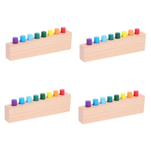 TOYANDONA 4 Stück Einfügen von Spielzeug Holzbauklötze holzspielzeug kinderpuzzle Spielzeug kauspielzeug Rätsel Kleinkindspielzeug Montessori-Zylinderpuzzle für Kleinkinder hölzern von TOYANDONA