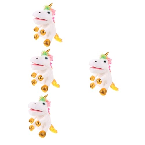 TOYANDONA 4 Stück Einhorn Handpuppe Kinderspielzeug Handpuppen Für Erwachsene Handspielzeug Für Kinder Handpuppe Für Kinder Pädagogisches Handspielzeug Einhornpuppe Zum von TOYANDONA