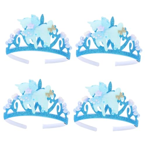 TOYANDONA 4 Stück Einhorn Stirnband Haarreifen Kronen Stirnband Prinzessin Cosplay Kopfbedeckung Einhorn Partyzubehör Glitzernde Einhorn Partyhüte Krone Haarband Krone Für von TOYANDONA