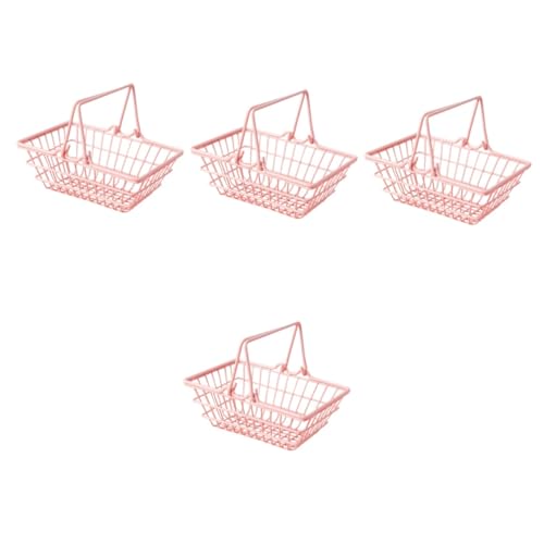 TOYANDONA 4 Stück Einkaufskorb Storage Baskets allzweckkorb metallkörbe spielzeugkorb Mini körbe Kleiner Aufbewahrungskorb speichern Mini-Körbe zur Aufbewahrung von Kleinigkeiten Eisen Rosa von TOYANDONA