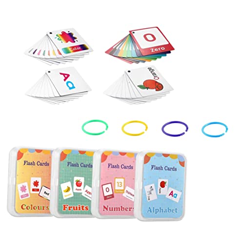 TOYANDONA 4 Stück Englisch Lernen Karteikarte Alphabet-Flash-Karten Alphabet-karteikarten Lernkarten Für Kleinkinder Zahlen-Flash-Karten Phonetik-Flash-Karten 300 g Beschichtetes Papier von TOYANDONA