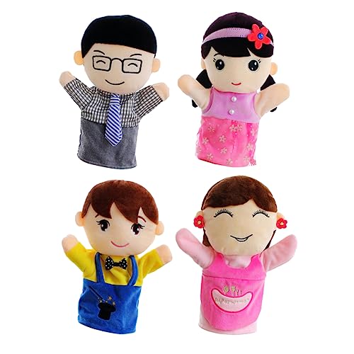 TOYANDONA 4 Stück Familie Handpuppe Verstellbarer Löffel Spieße Haushaltskohleclip fingerpuppen-Set Fingerpuppen Set Geschichtenerzählende Handpuppen Handpuppe Puppe Stoff von TOYANDONA