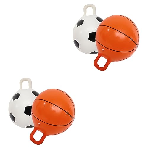 TOYANDONA 4 Stück Flummi interessantes Kinderspielzeug Fußballspielzeug Springball mit Griff Kind hüpft hühner Spielzeug Kinder Sport Bälle in Basketballform Leichter Springender Ball PVC von TOYANDONA