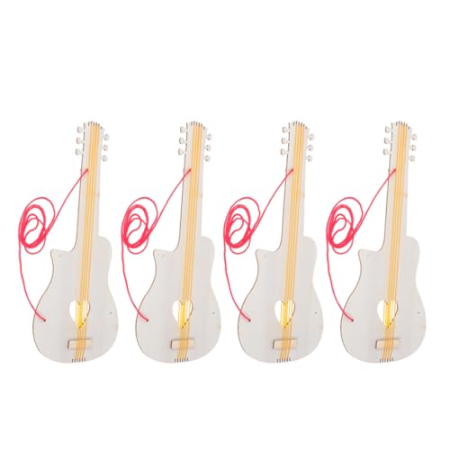 TOYANDONA 4 Stück Gitarren-Instrument-Modell Handgefertigte Akustikgitarre Stirnbänder Für Anhänger Gitarre Mini-akustikgitarre Leere Gitarre Zubehör Gitarre -kit Hölzern von TOYANDONA