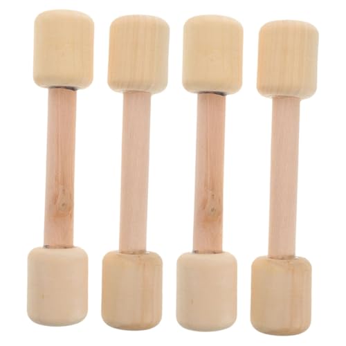 TOYANDONA 4 Stück Holzhantel für Holzspielzeug für Holz Dumbbells für Holzspielzeug für Motoriktraining Kleinkind Hantel Kindergewichte Gewichte für hölzern Beige von TOYANDONA