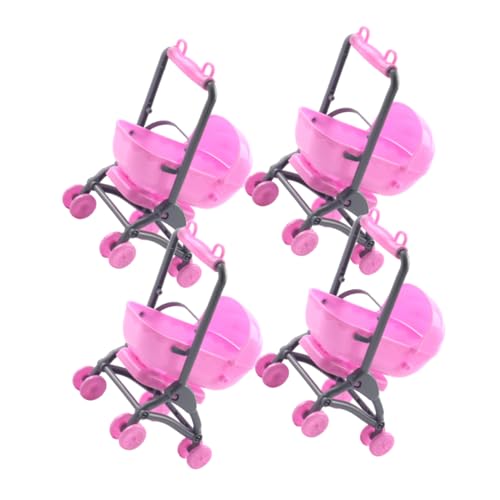 TOYANDONA 4 Stück Kinderwagen Spielzeug Puppenwagen Modell Babydoll-Kinderwagen Babyspielzeug-Kinderwagen Für Puppen Puppenmöbel Simulierter Puppenwagen Simulation Kinderwagen Rosa Plastik von TOYANDONA