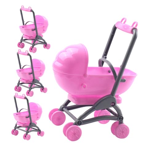 TOYANDONA 4 Stück Kinderwagen Spielzeug Simulation Kinderwagen Simulierter Puppenwagen Puppenkinderwagen Puppenwagen Modell Puppenwagen Mini-puppenwagen Puppenmöbel Plastik Rosa von TOYANDONA